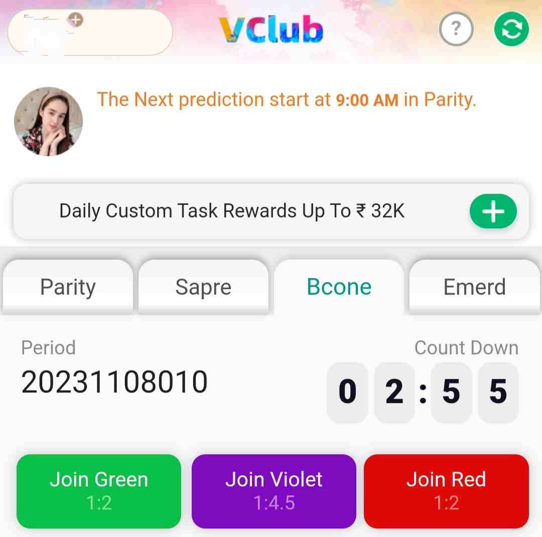 VClub color prediction game